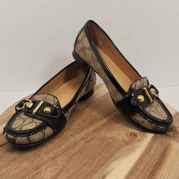 Coach Elkie Women's Monogram Loafers Size 8 B Brown - Picture 6 of 9